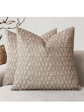 Neutral Beige Floral Pattern Throw Pillow covers
